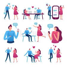 A couple exchanging messages on a dating app, symbolizing modern online romance