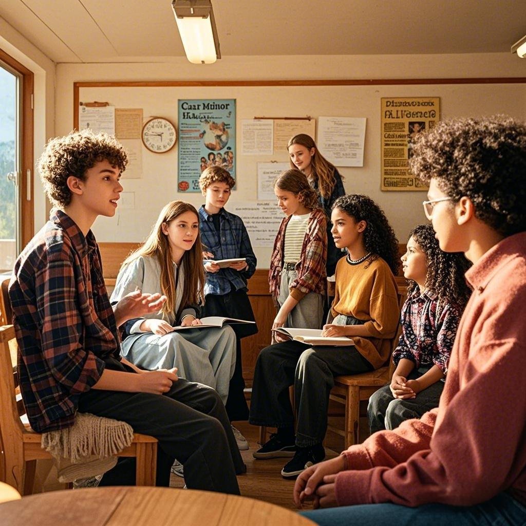 A group of homeschool students socializing at a co-op, highlighting their unique community.