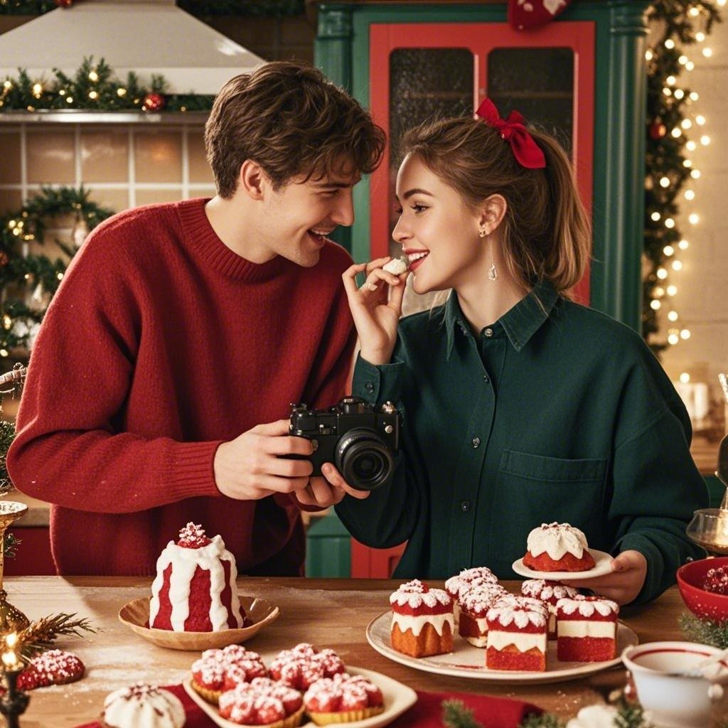 Couple cooking together during the holidays, showcasing creative Christmas date ideas.