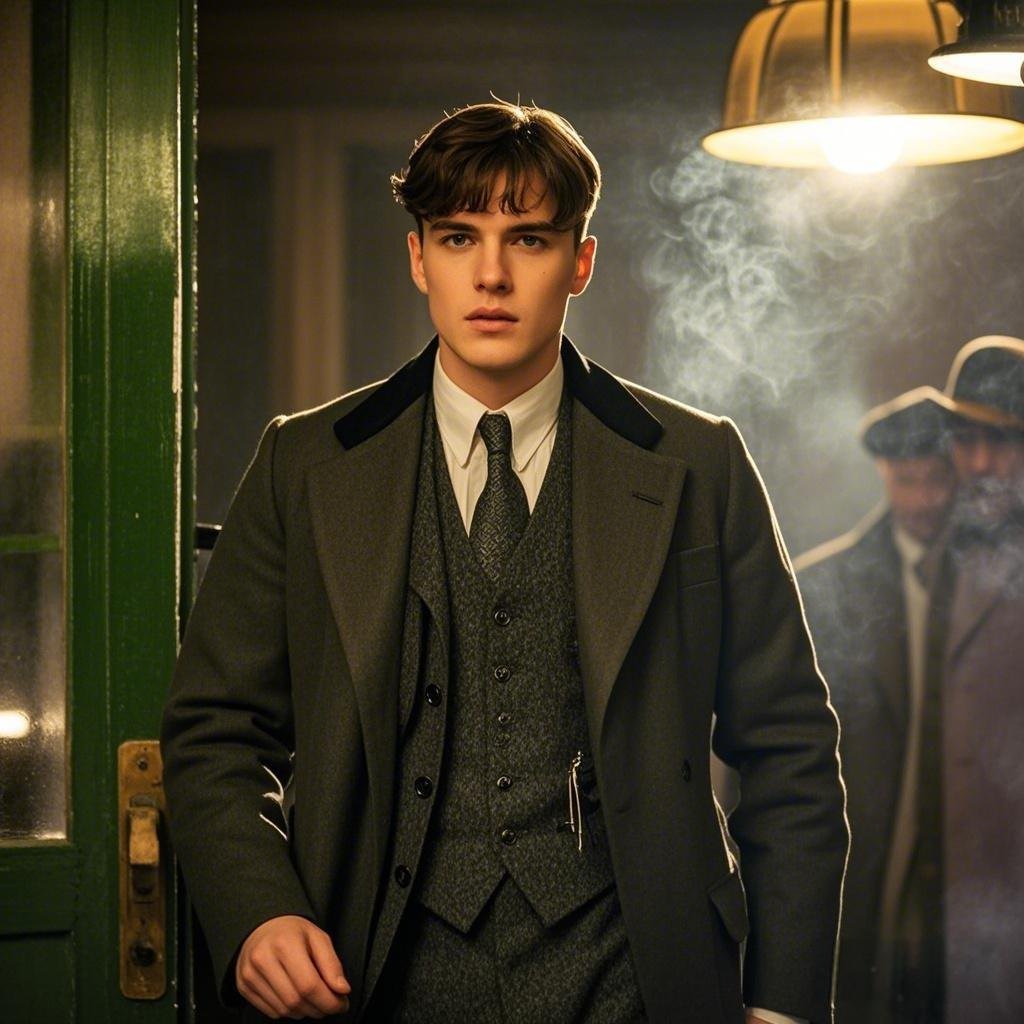 Finn Cole on the set of Peaky Blinders, embodying his iconic character