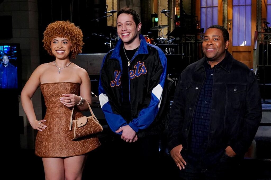 Pete Davidson and Ice Spice on the set of "Saturday Night Live."