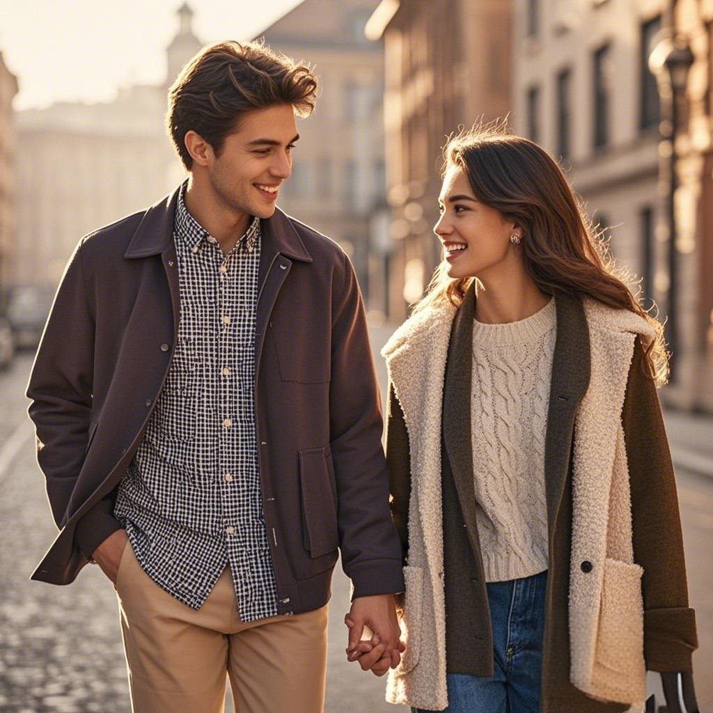 Young couple enjoying a romantic walk, illustrating modern dating dynamics