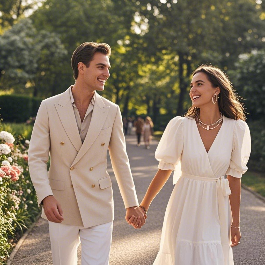 A couple holding hands while smiling, reflecting mutual connection and female desire.