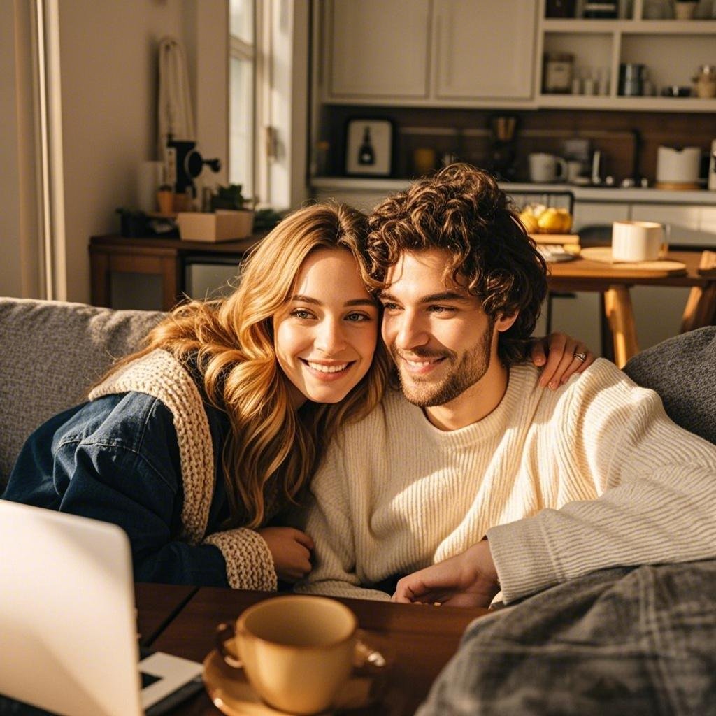Couple on a video call discussing their long-distance relationship.