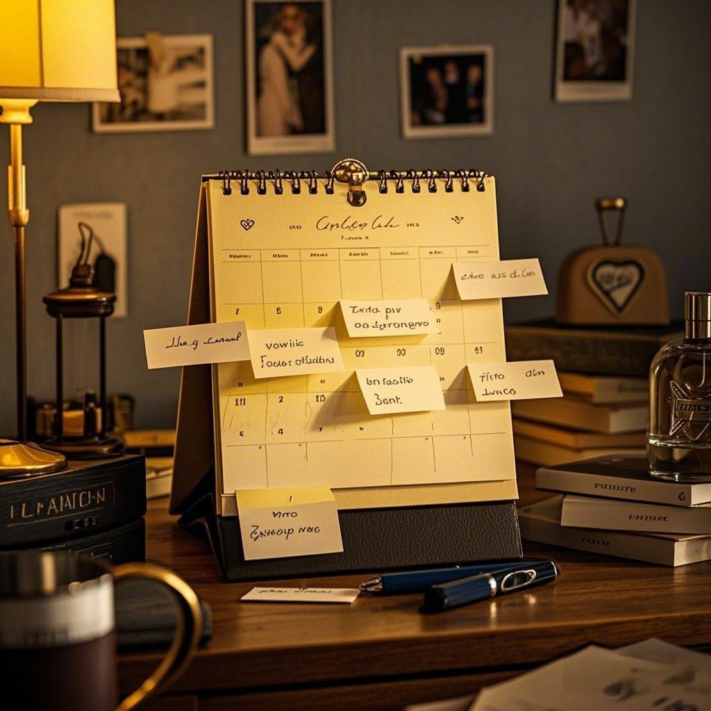Calendar marked with visits planned for a long-distance relationship.