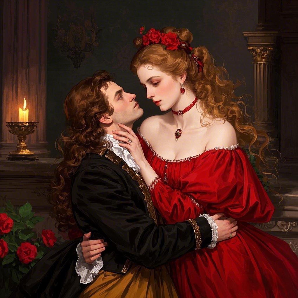 Illustration of lust depicted as a theme in classic literature and culture.