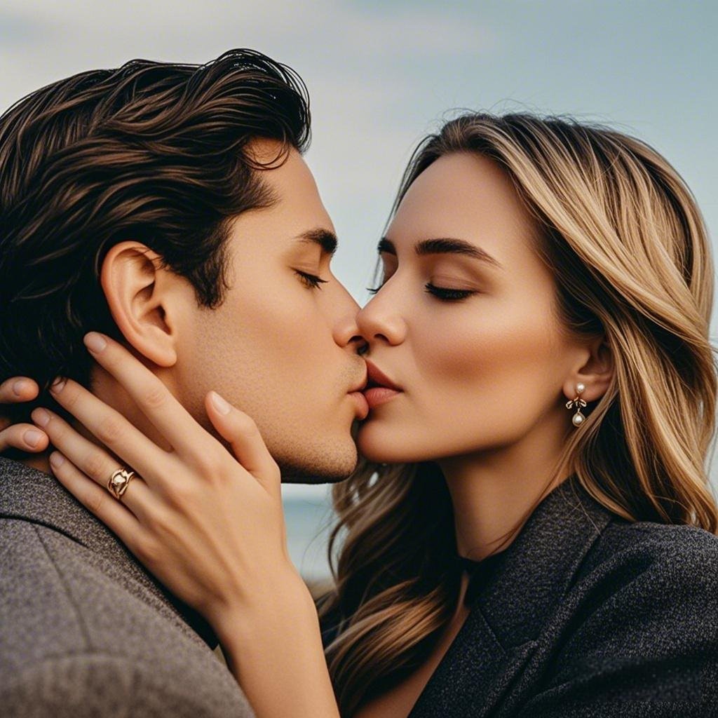 A romantic couple sharing a kiss, symbolizing the emotional significance of a kiss.