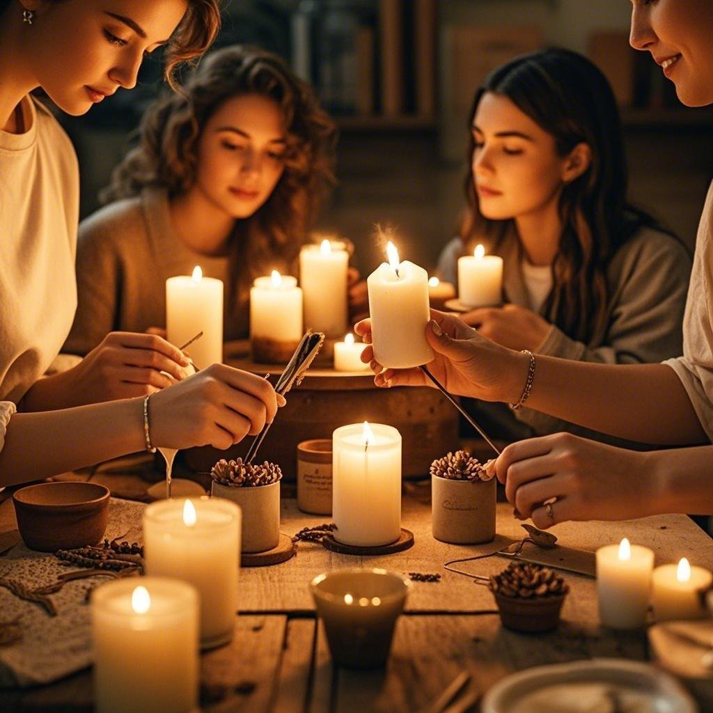 Women connecting over a shared hobby like candle making