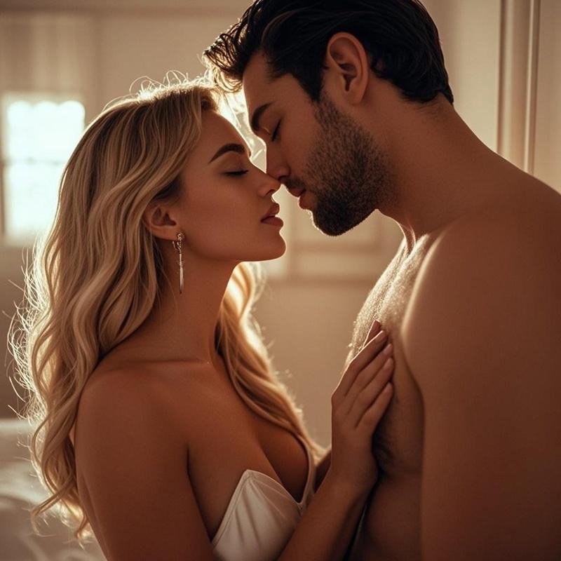 Couple engaging in intimate, emotionally charged sex with trust and consent.