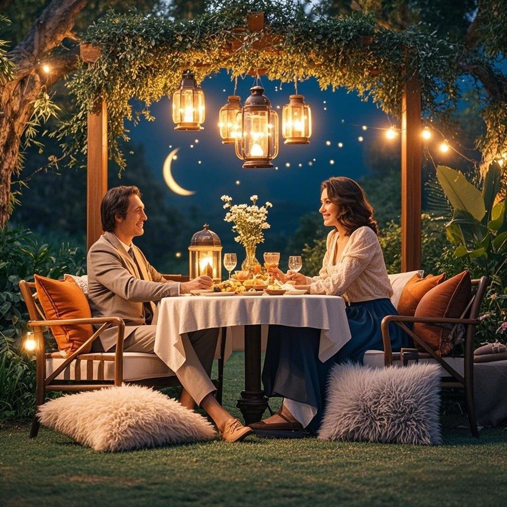Romantic backyard camping setup for date night