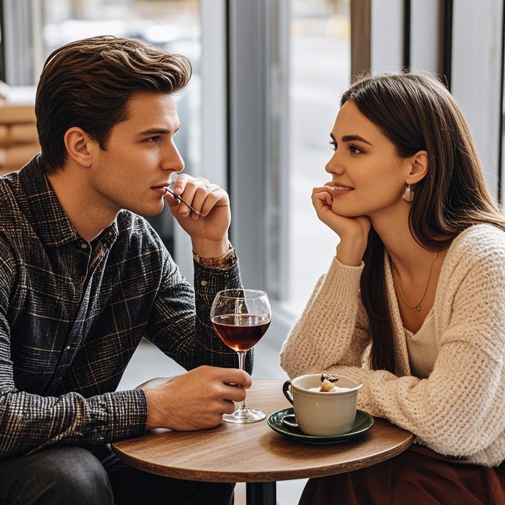 A couple discussing their priorities during a date