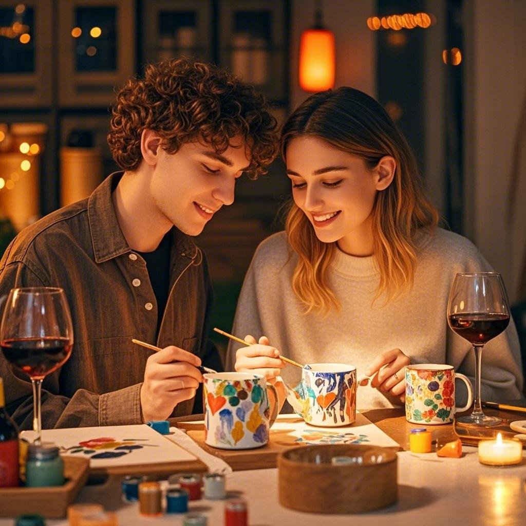 DIY paint and sip date night for couples