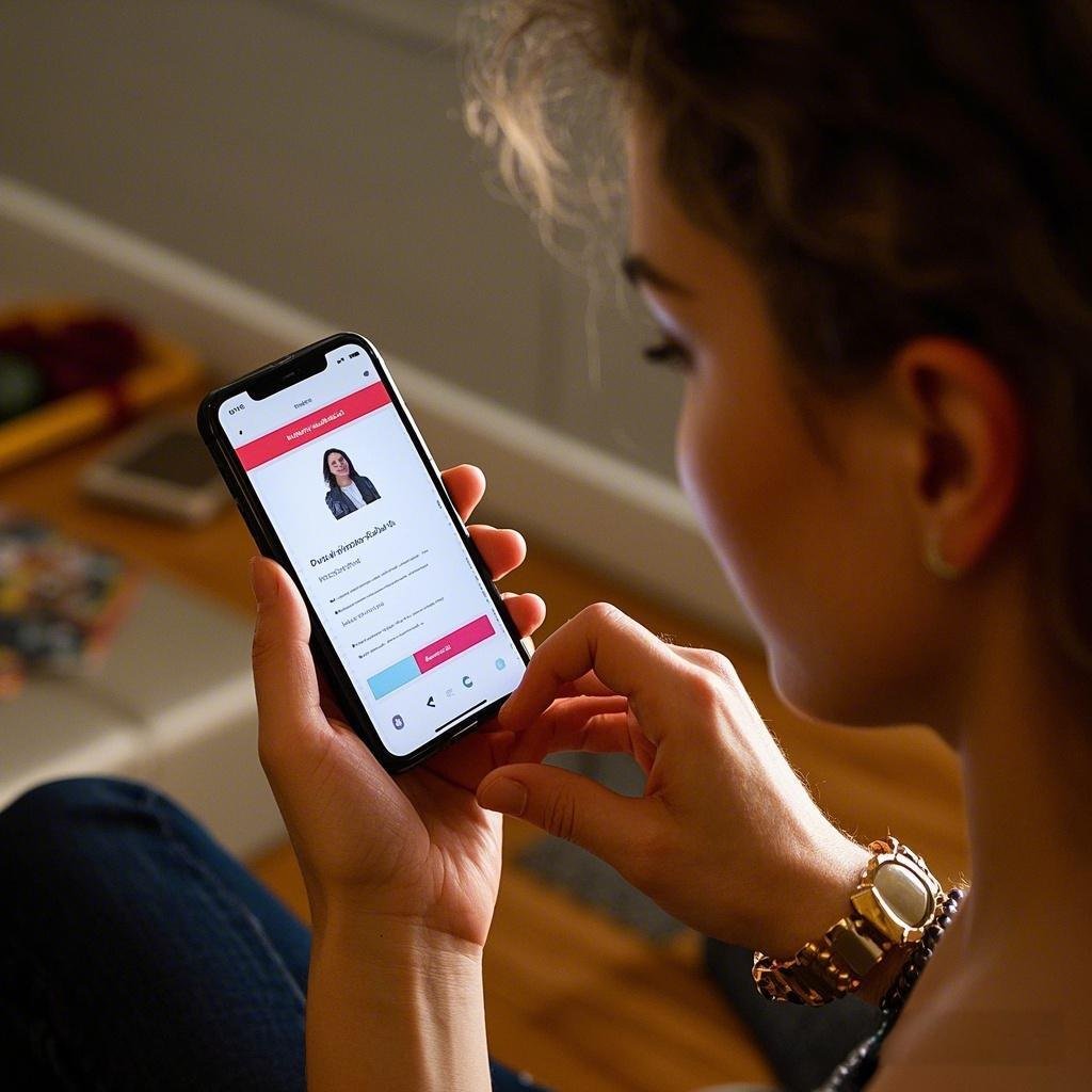Online dating profile setup on a smartphone