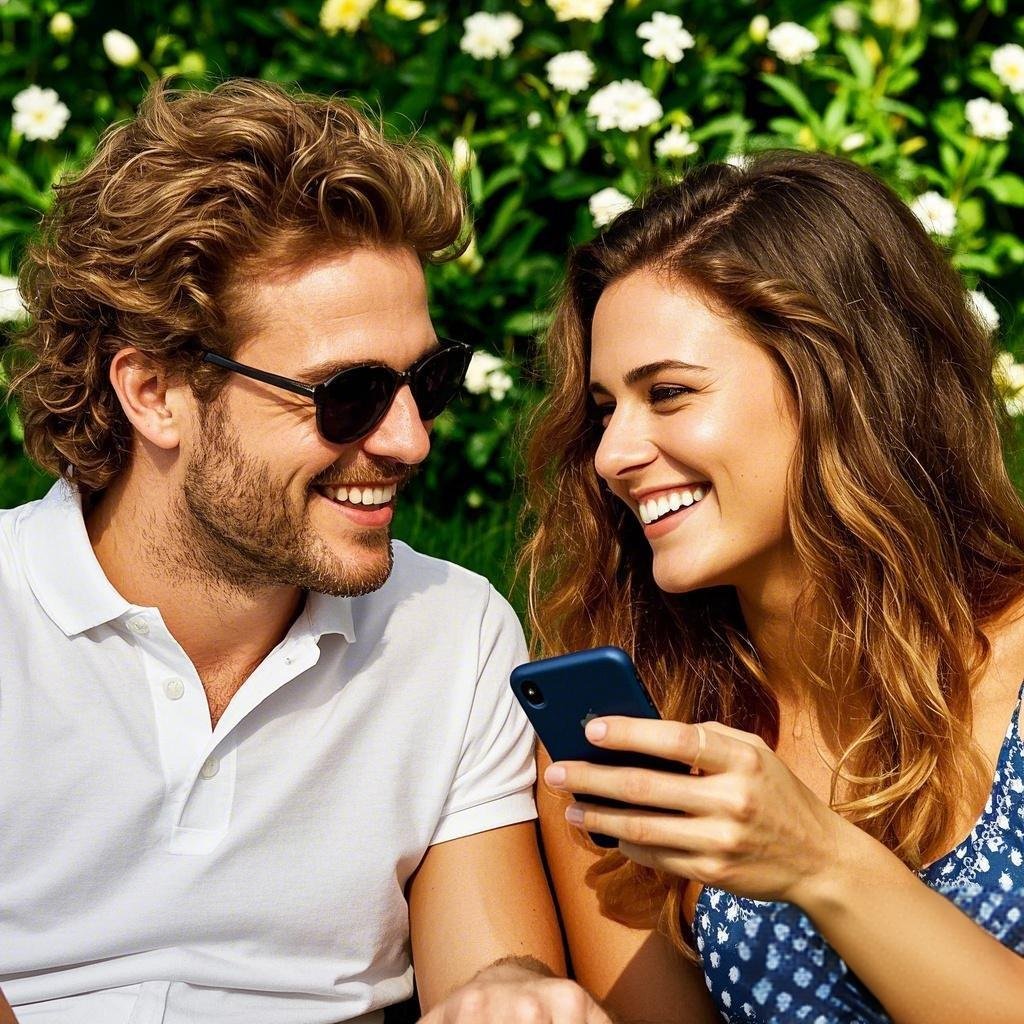 Couple laughing over fun questions during a casual date