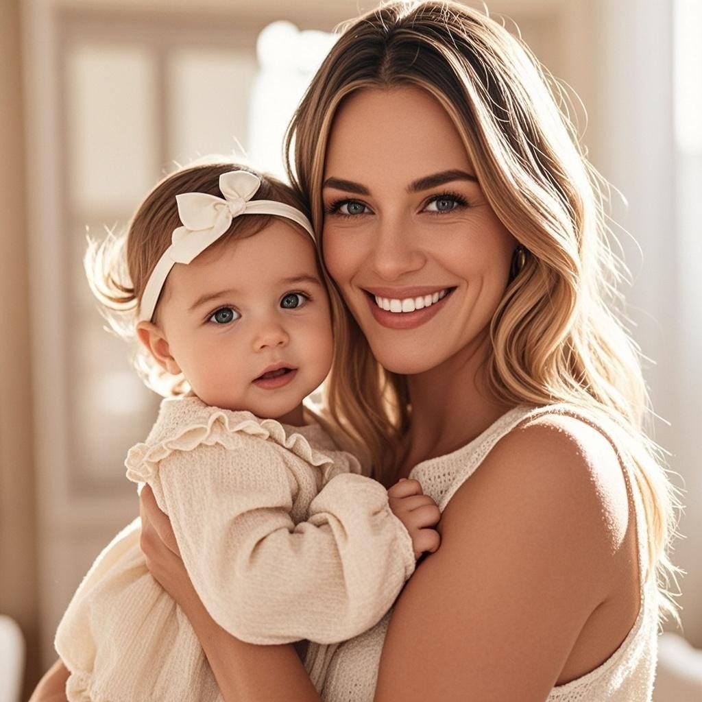 Riley Reid holding her daughter, symbolizing her journey from stardom to family bliss.