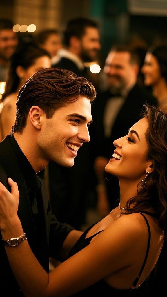 Rizzler Meaning: A confident young man showcasing his charm and humor during a social event.