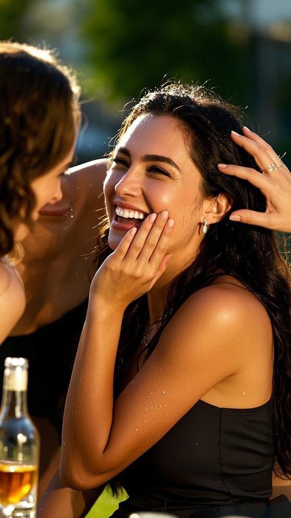 A group of friends laughing together, highlighting the social intelligence of a rizzler.