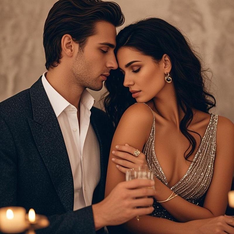 Sex on the first date - couple in romantic setting