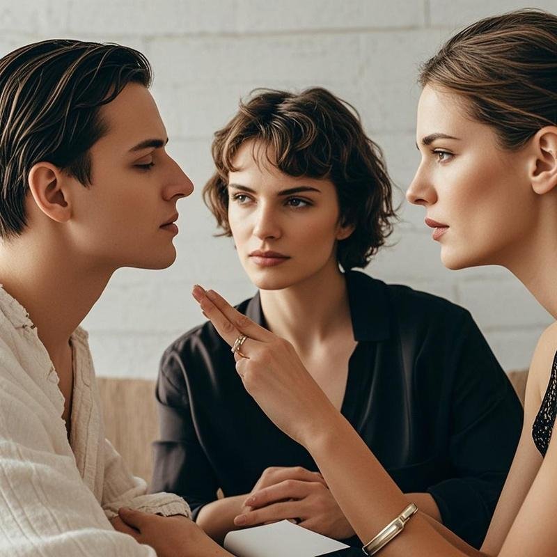 Therapist guiding couple through emotional release and communication in sex.