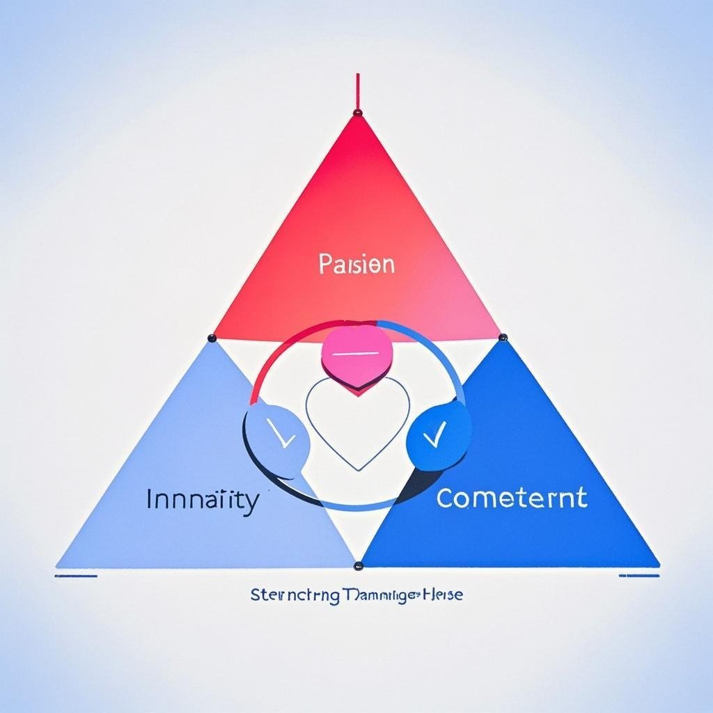 An infographic illustrating the seven types of love in Sternberg's Triangular Theory of Love.