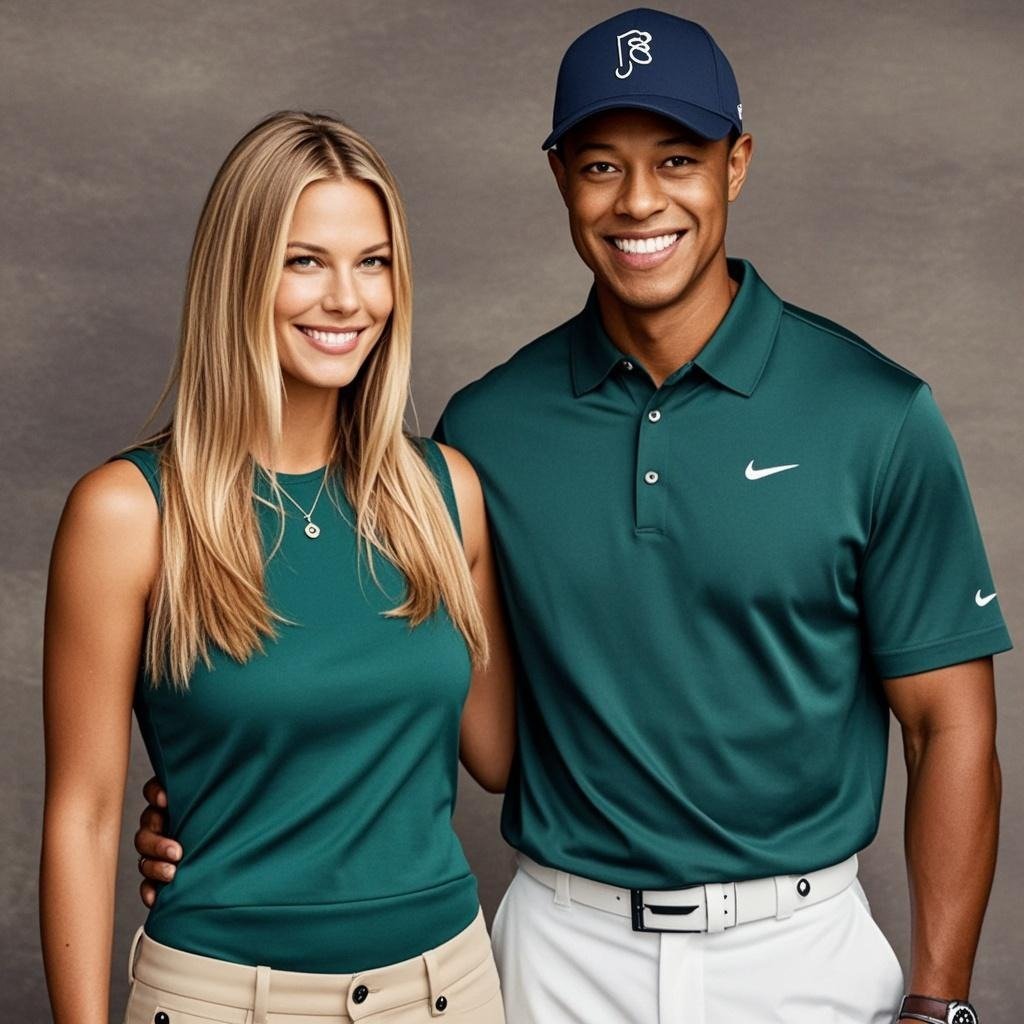 Tiger Woods with his ex-wife Elin Nordegren during a public event.