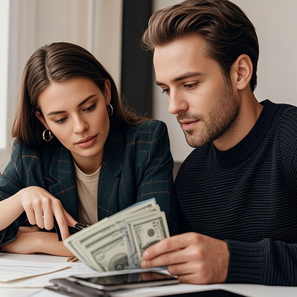 Couple discussing financial challenges in relationships