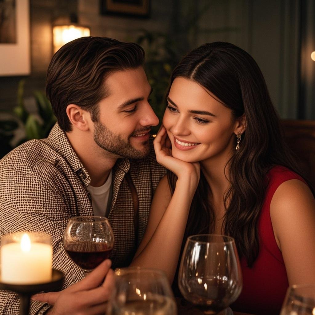 Couple enjoying romantic date night to rekindle a relationship and reignite intimacy