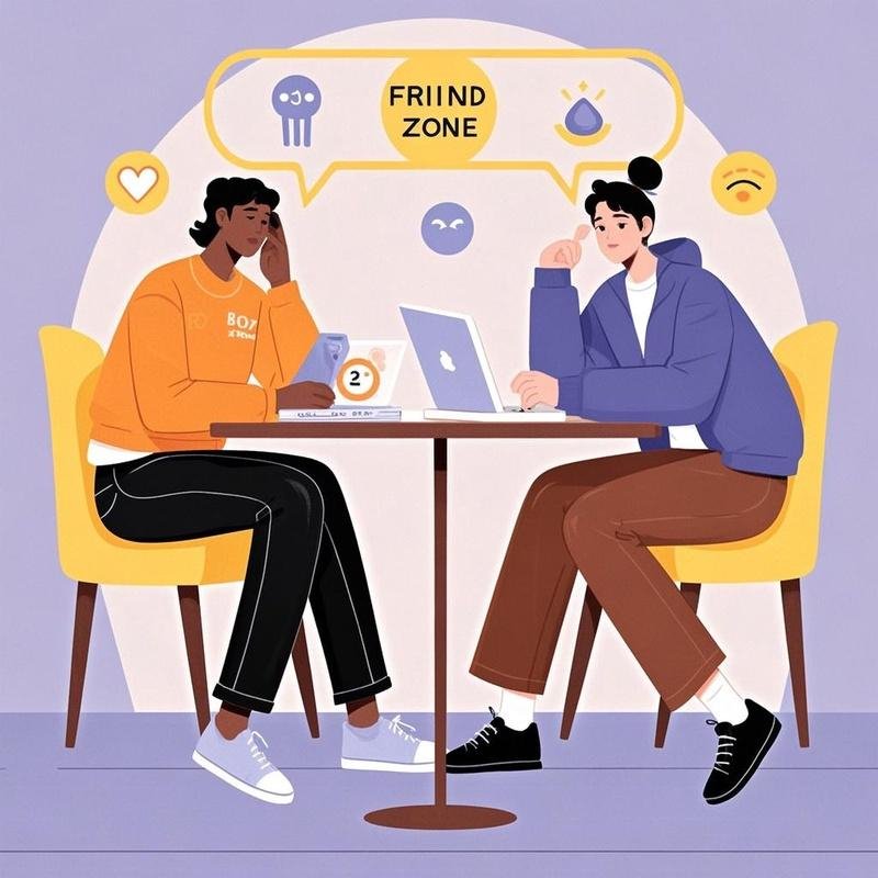 Illustration showing the emotional dynamics of the friend zone meaning