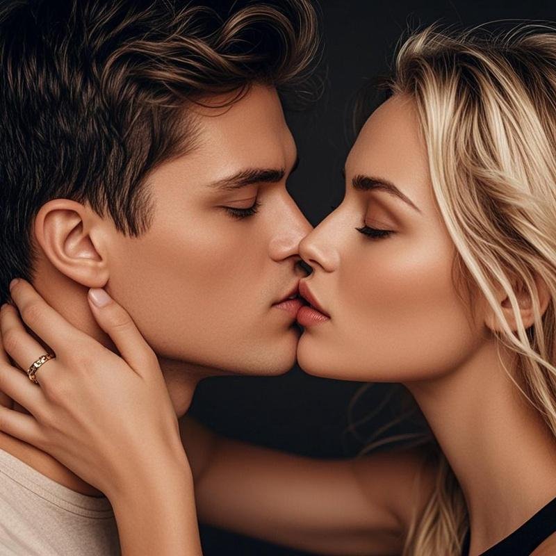 Romantic couple sharing a passionate kiss to enhance kissing and romance